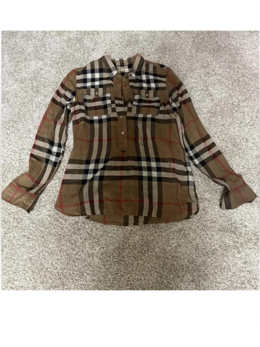 Classic Burberry Plaid 3/4 Button-down shirt - Picture 2 of 4